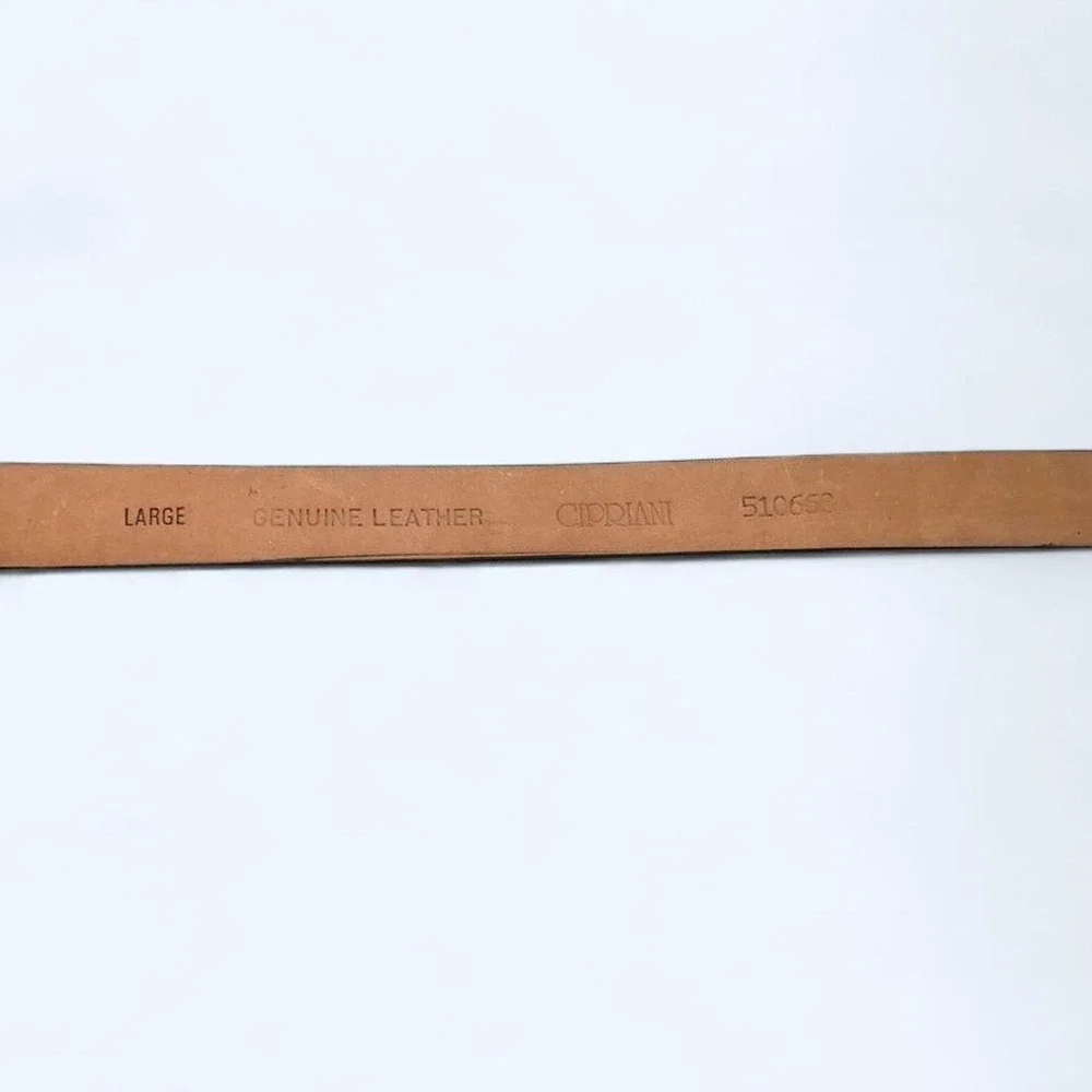 Vintage dark gray leather belt with silver buckle size L by Cipriani